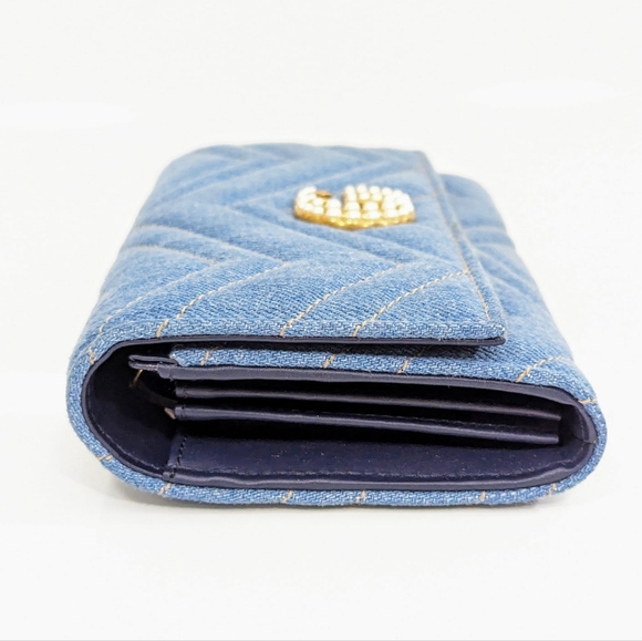 ✨️💎Rare Authentic Limited Edition Gucci marmont Denim Pearl GG Logo Long Wallet - Picture 14 of 15